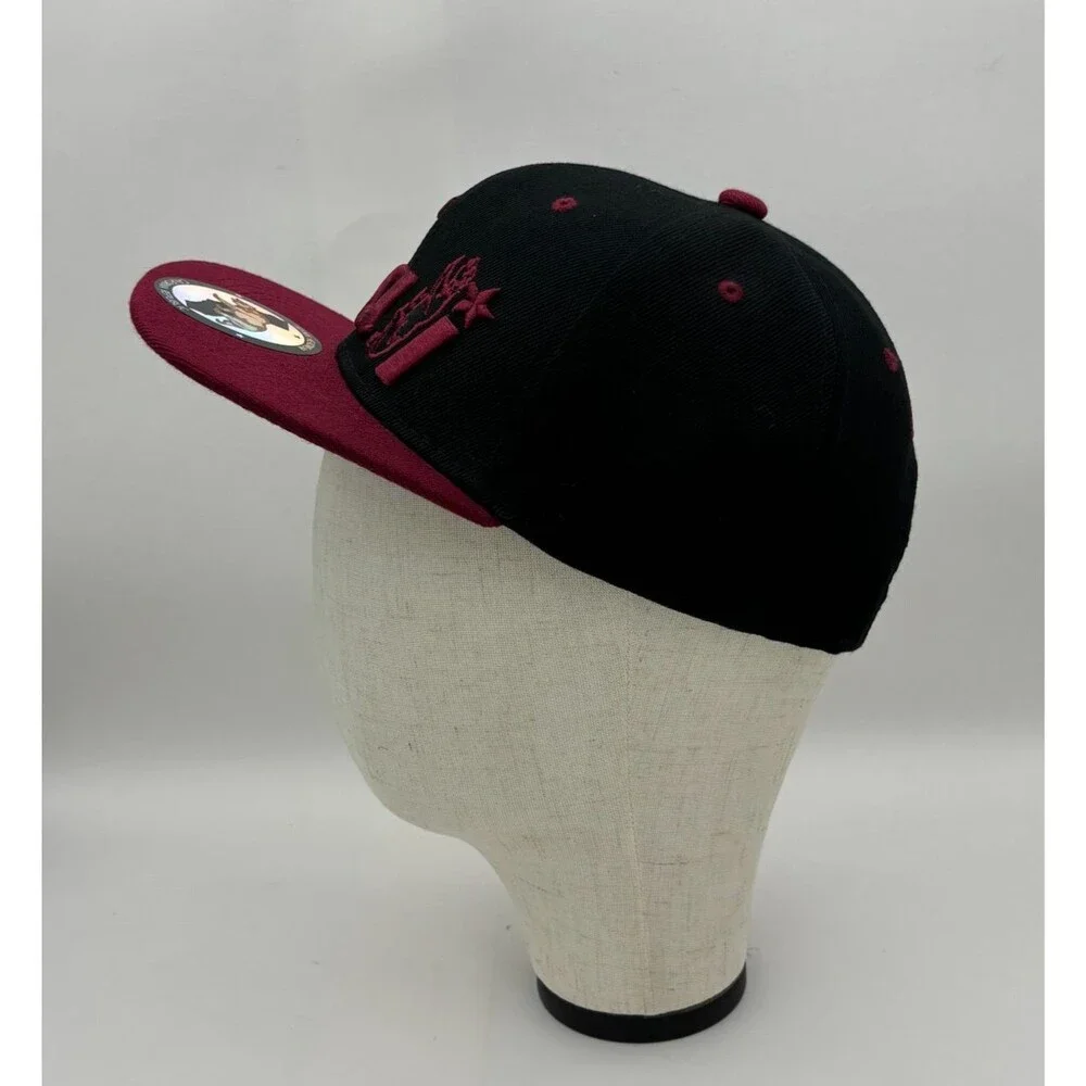 NWT California Republic Cali Snapback Hat Black Burgundy Embroidered Bear Adjust